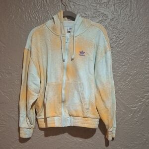 Adidas Women's Pastel Orange and Cream Hoodie Size XS